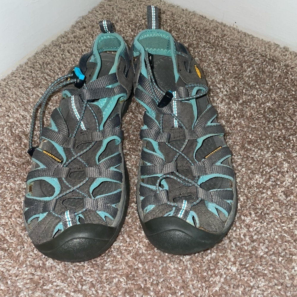 Keen Whisper‎ Fisherman Strappy Hiking Sandals- Gray and Teal Size 7